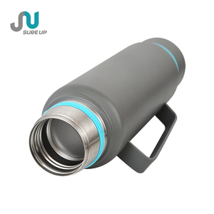 Bouteille isotherme en acier inoxydable à double paroi de 1,2 L avec 2 tasses de partage et couvercle rotatif à poignée, pour activités extérieures - Product Image 5