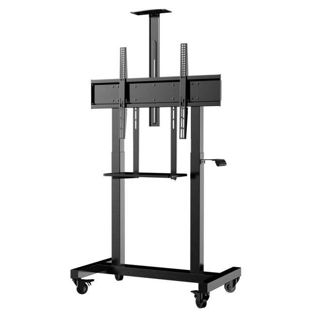 Factory 2026 New Release Motorized Electric Adjustable Width Height 100kg Capacity 55-120inches Full Motion TV Mount Cart