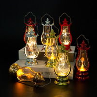 Lanterne de décoration de noël en plastique, lumière Led Portable petit bonhomme de neige lumière lumineuse cadeau de noël lanterne Led