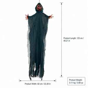 Décoration d'Halloween : Citrouille et fantôme suspendus, cape en maille déchirée, ornement pour la maison, le jardin et les fêtes - Product Image 4