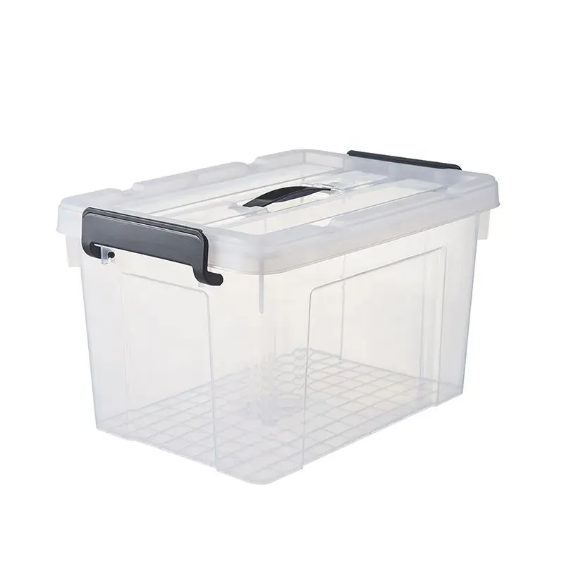 Kotak plastik kapasitas besar 80L, dengan tutup kotak penyimpanan organisasi rumah tangga dengan pegangan kotak penyimpanan dapat ditumpuk