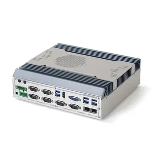 Fanless 5 Gigabit Ethernet Embedded Industrial mini Computer Aluminum alloy with 2 COM 6 USB mini barebone pc case