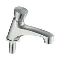 Robinet de lavabo à temporisation en acier inoxydable 304, à eau froide uniquement, à fermeture automatique par pression, pour lavabo public et hôtelier