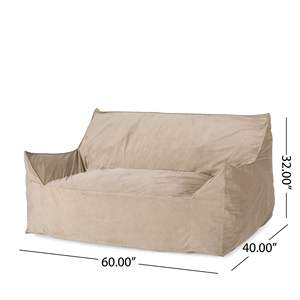 DB Fila Velveteen 2-Seater Taupe <b>Bean</b> <b>Bag</b> Sofa Comfortable Modern Design with Armrests Foldable and Oversized Foam <b>Fill</b> - Product Image 3