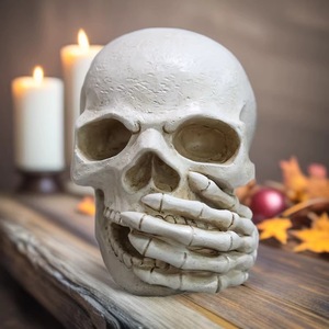Decorazione per Scrivania di Halloween, Oggetto Scenico per Feste, Resina, Tema Giorno dei Morti, Ornamento 'Non Guardare Non Parlare' in Scatola di Carta Kraft - Product Image 1