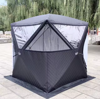 Tente de pêche sur glace isolée professionnelle pour 3 à 5 personnes, double porte, tente sauna automatique pop-up pour le camping et la randonnée en hiver en plein air