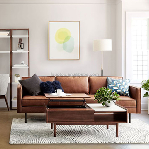 Modern Popular Living Room Sectional Sofa Villa Home <strong>Brown</strong> Leather Sofa - Product Image 1