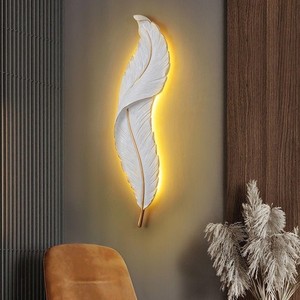 Lijia Feather Wall Lamp Led Warm Light Minimalist Bedroom Living Room Entryway Decorative Lighting 900mm W650mm - Product Image 1