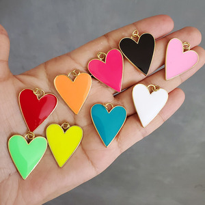 Hot Selling Brass 18k Real Gold Plating Pendant Fashion Enamel Neon Heart Charm for Jewelry Making - Product Image 1