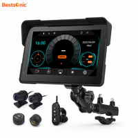 Bestsonic - Sistema de Navegación GPS Inalámbrico para Motocicleta de 7 Pulgadas con CarPlay y Android Auto, Cámara Dual 2K, TPMS, Control Remoto, Bluetooth, Soporte Magnético