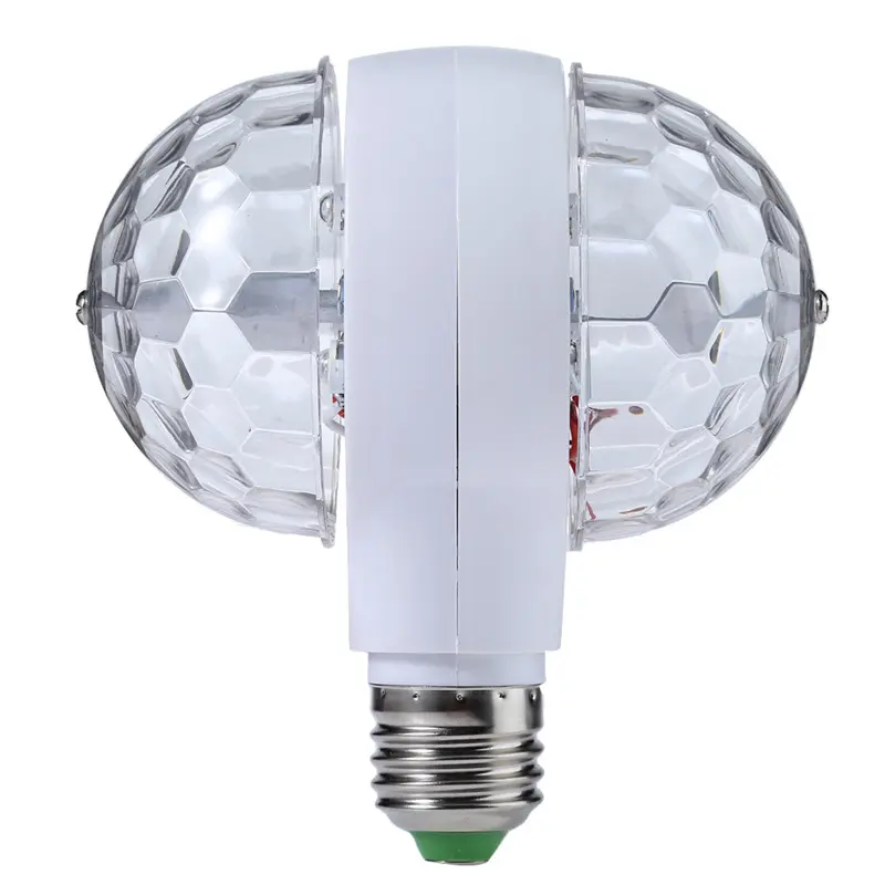 Partido decoração lâmpada flash dupla cabeça bola estágio lâmpada atmosfera interior decoração LED RGB cristal magia discoteca luz LED