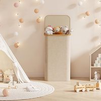 Cesto de Roupa Dobrável Minimalista Cedar Space com Tampa, Cesto de Roupa de Bambu de Grande Capacidade com Saco de Armazenamento Removível