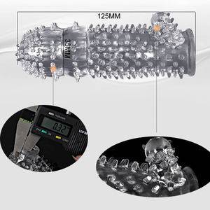 Großhandel Super Qualität Soft Crystal Wieder verwendbare Silikon hülle Gummi Extra gepunktete Penis Kondom - Product Image 3