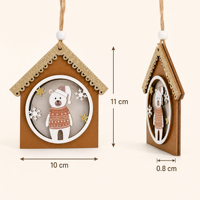 Décoration de Noël personnalisable pour table, maison en bois de style nordique rétro, décoration de Noël en forme de cabane en bois