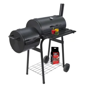 BBQ Offset Smoker Grill Easily Assembled Indoor for Family Barbecue Charcoal 2 in 1 Steel Bar Trolley Aluminum Laundry Trolley