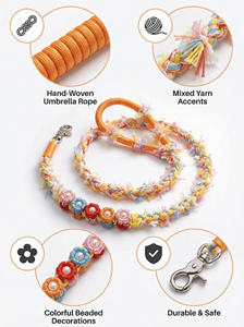 Regalo per Amanti degli Animali Domestici: Guinzaglio Personalizzato in Paracord con Texture Morbida e Motivo a Corda, Resistente, per Cani e Gatti - Product Image 3