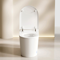S022 Siège WC intelligent en céramique blanc de luxe, allongé, monobloc, avec affichage numérique, télécommande et capteur de pied pour salle de bain domestique