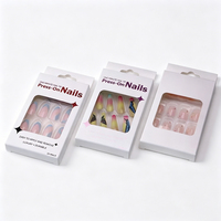 Boîte d'emballage vide pour faux ongles avec logo personnalisé, tiroir coulissant blanc, papier couché mat, fenêtre transparente en PVC
