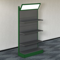 Étagère de présentation murale en métal à plusieurs niveaux pour supermarché, présentoir d'outils, gondoles en acier pour quincaillerie avec boîte lumineuse