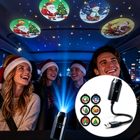Projecteur USB Rotatif pour Voiture, Lampe de Projection à Motifs pour Noël, Décoration Intérieure de Voiture et Fêtes à Domicile