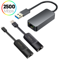 Adaptador Gigabit Ethernet USB 3.0 Tipo C de 2.5 Gbps, Convertidor de Tarjeta de Red con Cable USB3.0 a RJ45 de 2500 Mbps para Computadoras Portátiles y de Escritorio con Windows y Mac