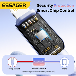 ESSAGER ES-X73 Premium coloré tressé 1 2 mètres 3A 2.4A 29W charge rapide Usb Type C à Ip câble de chargeur de téléphone - Product Image 2