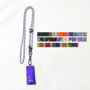 Mobile Phone Accessories Round Rope Detachable Lanyard Strap With Phone Patch Custom Nylon Crossbody Cell Phone Lanyard