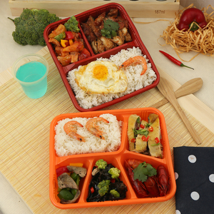 Disposable Food Container Takeaway Microwavable Plastic Disposable 3 Compartment Food Container Lunch Boxes