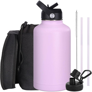 Botella de Agua Aislada de Acero Inoxidable de 64 oz (Medio Galón) con Asa de Paracord, Apta para Lavavajillas, Mantiene Bebidas Frías/Calientes, Color Azul Marino - Product Image 6