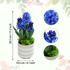 Composizione di Fiori Artificiali di Giacinto Bianco e Viola, Fiori Finti Realistici con Vaso per Decorazione Casa, Ufficio e Matrimonio - Product Image 2