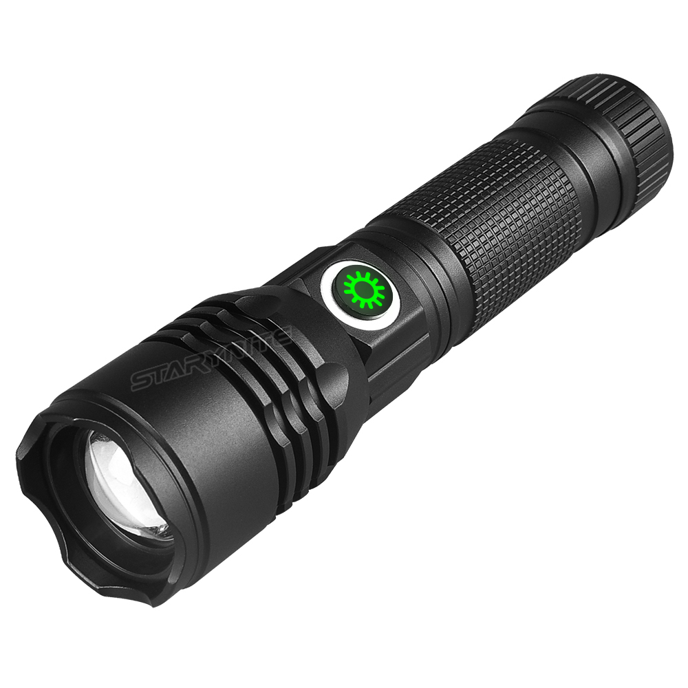 STARYNITE cheap XHP 50 rechargeable handheld led tactical 18650 battery flashlight with type c usb charging port