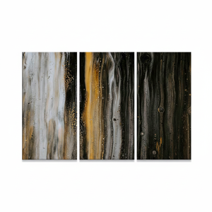 Modern Black, <b>White</b> & Gold Printed Canvas Artwork for Elegant Decor,SET OF 3 CANVAS - Product Image 2
