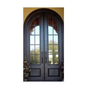 Portes en tôle de paon forgé pour les résidents Feu découpé au laser Saudia Arch Entrée Cabine avec 3 fenêtres et porte intérieure en fer - Product Image 5