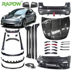 工厂直供 RAPOW 适用于特斯拉 Model 3 碳纤维改装套件 保险杠扰流板 前唇扩散器 后视镜盖 侧裙 - Product Image 1