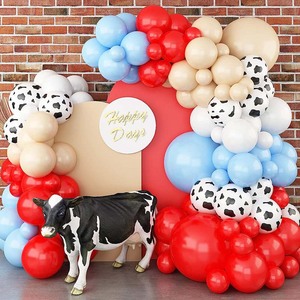 Sable blanc rouge <span class=keywords><strong>ferme</strong></span> Animal thème fête <span class=keywords><strong>anniversaire</strong></span> ballons bleu bébé douche toile de fond décoration pour vache fête faveur pour garçon - Product Image 1