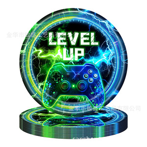 Nouvelle nappe de jeu jetable, fournitures pour fête d'<span class=keywords><strong>anniversaire</strong></span> sur le thème des jeux vidéo, contrôleur de jeu néon, graphique de jeu, papier de soie, plateau - Product Image 4