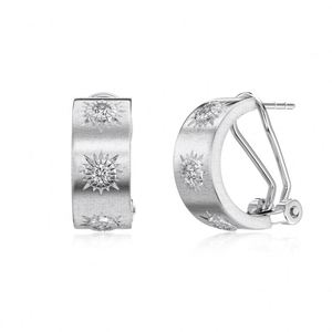 Dylam High Jewelry Rhodium 18K Gold Plated Brushed Surface 925 Sterling <b>Silver</b> 5A Zirconia <b>Clip</b>-on Stud Earrings for Women - Product Image 1