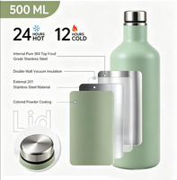 Coffret Cadeau Bouteille Isotherme Double Paroi 500ml avec 2 Tasses à Œufs, Gobelet Isotherme en Acier Inoxydable 304, Isolation Thermique 6-12 Heures