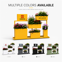 Support de présentation de plantes en métal jaune moderne et durable, résistant à l'eau, pour centre commercial, jardinières à plusieurs niveaux, logo personnalisé, mobilier d'extérieur