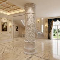Pilar Floral Tallado en Mármol Blanco Pulido, Moderno y Decorativo para Interiores de Villas de Lujo, Resistente al Agua, para Uso en Interiores y Hoteles