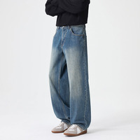 Jean ample et droit en pur coton bleu délavé, style vintage, polyvalent et de haute qualité, pour homme – Marque tendance