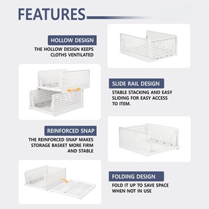 Wholesale High-quality Foldable <b>Plastic</b> Wardrobe Organizers, Easy-to-install Clothing <b>Storage</b> Baskets, and <b>Drawer</b>-type <b>Storage</b> - Product Image 3