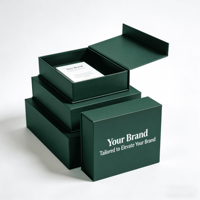 Scatola Regalo di Lusso in Carta con Chiusura Magnetica Pieghevole, Verde Premium Rigido, Confezione Nera con Coperchio