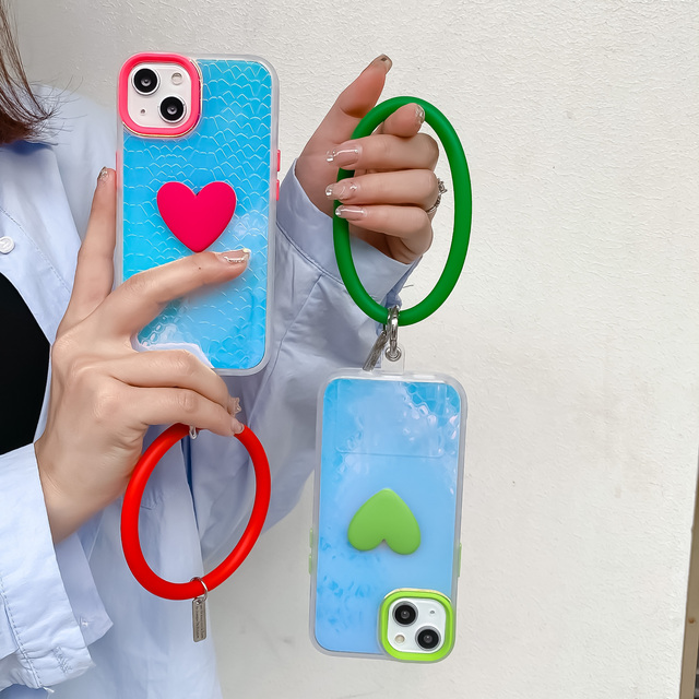 Ins Style love Heart Mobile Phone & Accessories for iPhone 11 12 13 14 Laser Bracelet Phone Accessories for iphone 14