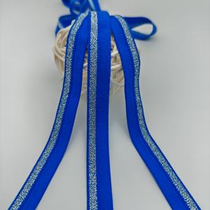 Cinta de Nylon Plateada de 12mm con Diseño Floral Blanco y Azul, No Elástica, para Logotipos y Patrones, Banda Elástica Jacquard para Cinturones - Product Image 4