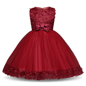 Robe <span class=keywords><strong>de</strong></span> princesse coréenne à fleurs en 3D, robe <span class=keywords><strong>de</strong></span> baptême pour bébé <span class=keywords><strong>de</strong></span> 1 an, robe <span class=keywords><strong>de</strong></span> fête rose pour la famille - Product Image 3