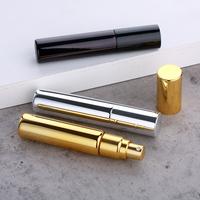SUMEEAR Flacon de parfum portable en verre UV 10 ml, rechargeable, avec pulvérisateur à pompe, rond, vide, pour cosmétiques, sérigraphié, avec diffuseur à bâtonnets