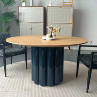 Table à manger ronde extensible en chêne massif moderne Combinaison de chaises de table simple et rétro française 4 places pour la famille et l'hôtel