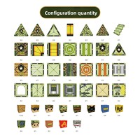 Blocs de construction magnétiques en plastique à motifs de briques imprimés en couleur, tuiles à thème militaire