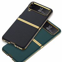 GKK pour Z Flip 3/4/5/6/7 Étui de téléphone en cuir électro-plaqué ultra-fin de luxe avec protection d'écran, étanche et antichoc